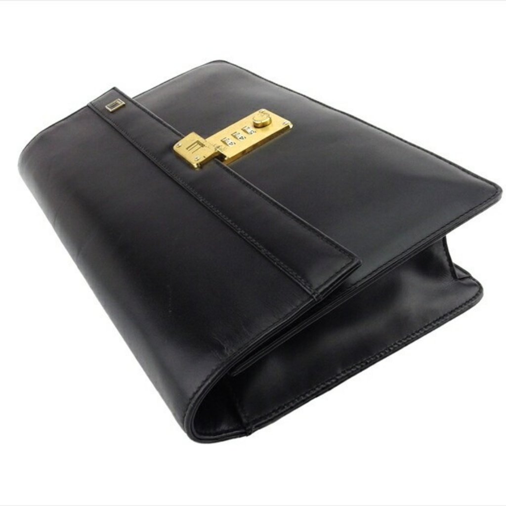 Dunhill Clutch Bag Black Gold Women Authentic Secondhand